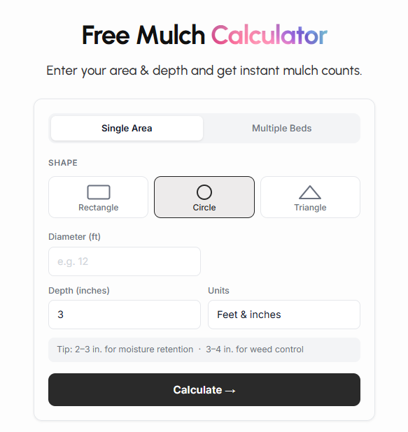 Using a circular mulch calculator for gardening